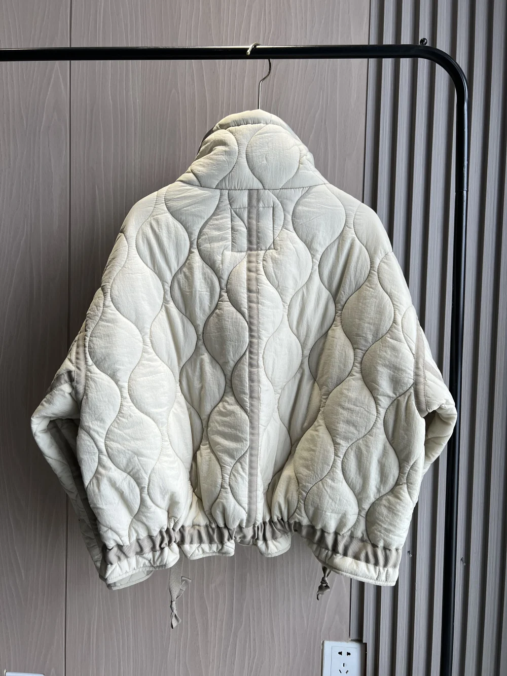 Quilted coat for women ETJ 2024traf QUILTED JACKET WITH TIES new beige drawstring high neck pocket clip cotton jacket for women 6