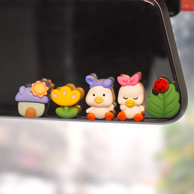 Creative rabbit car ornaments lovely cartoon figurines car accessories car center console display screen decorative stickers