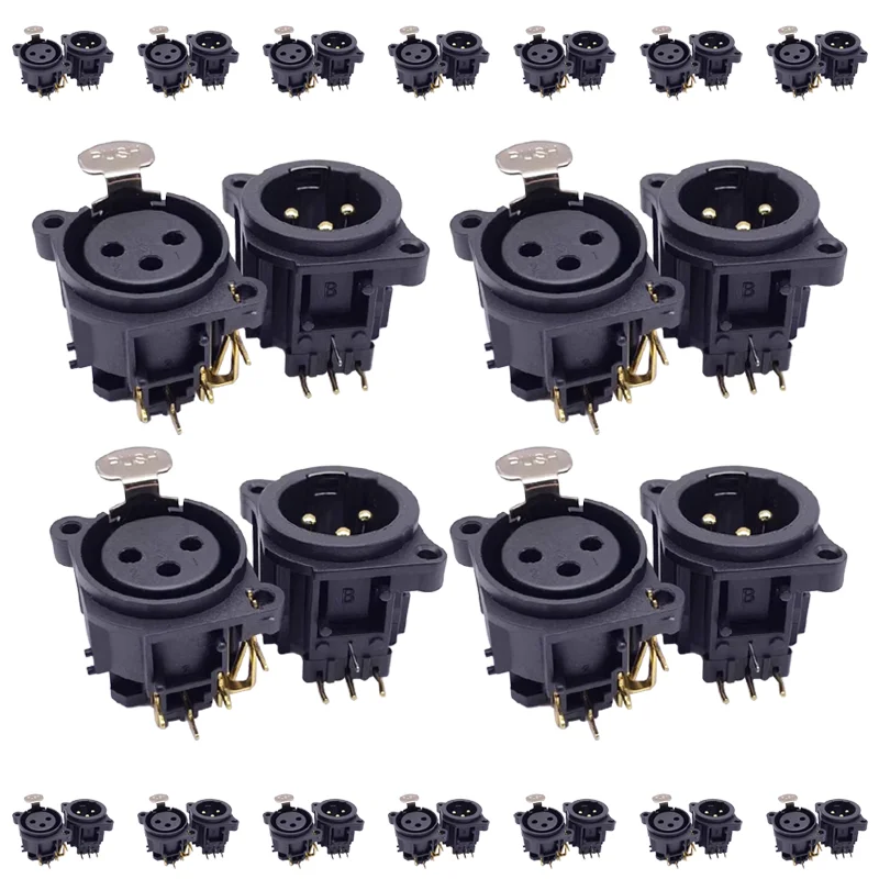 

5/20/100PCS 3Pins XLR Connector Black Plastic XLR Male/Female Jack Socket Panel Mount Type with PUSH button Speaker Plug