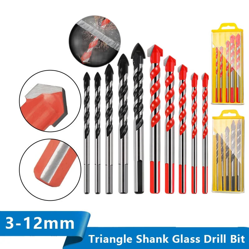 3-12mm Drill Bit Multi-function Triangle Drill for Ceramic Tile, Concrete, Wall, Metal Wood Drilling Hole Cutter Glass Drill Bit