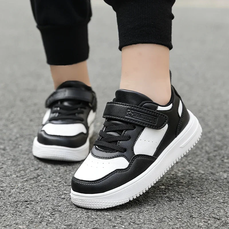 New Casual Leather Sneakers for Children Solid Color Fashion Skateboarding Shoes for Kids Comfortable Low Top Trainers Boys Sports Shoes Baby Shoes Kids Sneakers Kids Shoes Kids Sports Shoes