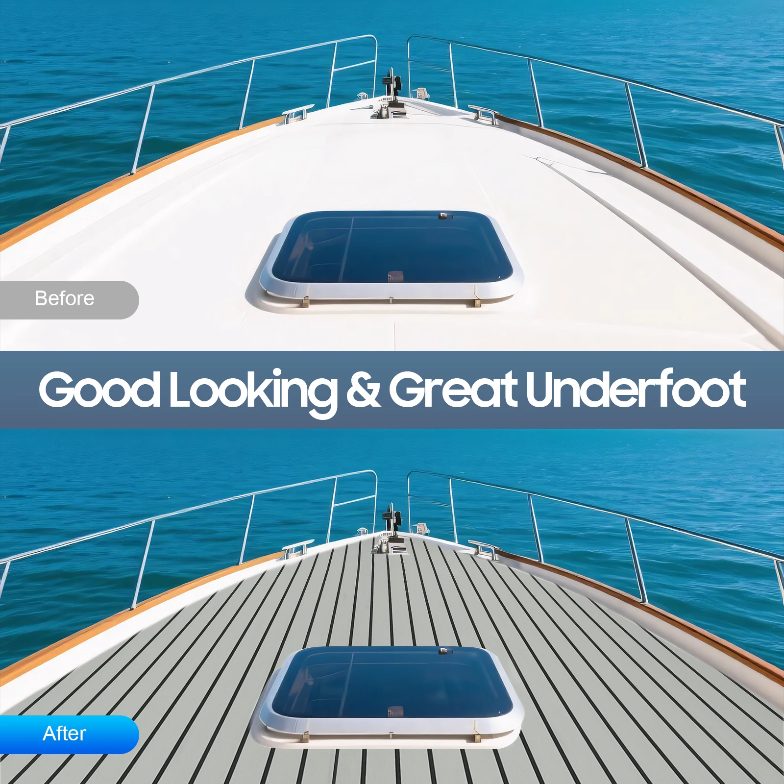 90*240cm EVA Foam Boat Marine Flooring Faux Boat Teak Decking Sheet Pad Self Adhesive Vehicle Pad Waterproof for Boat Deck RVs