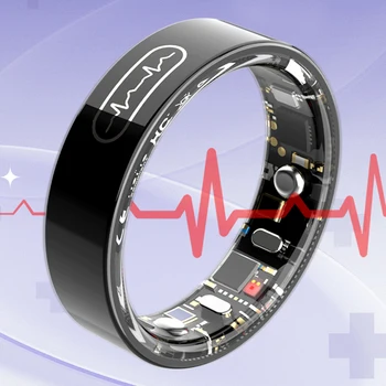 AI ECG Smart Ring Frequenza cardiaca Pressione sanguigna Ossigeno nel sangue Monitoraggio del sonno Anelli sanitari 5ATM + IP68 Modalità sportive multiple impermeabili
