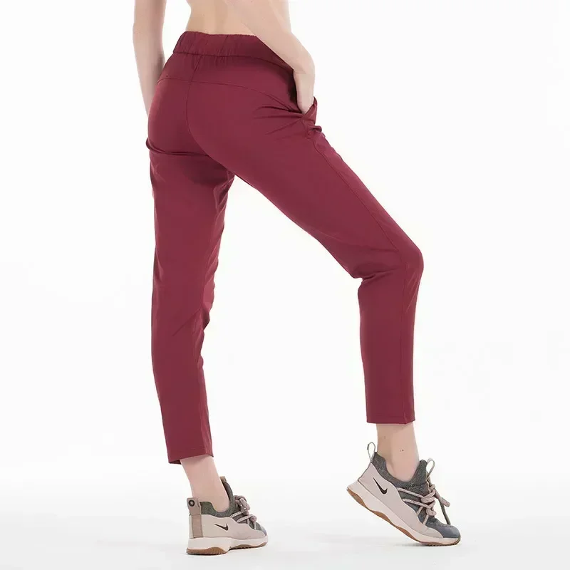 Lemon Women On The Fly Yoga Sport Pants Workout Running Leggings 4 Way Stretch Fabric with Side Pockets Outdoor Gym Trousers
