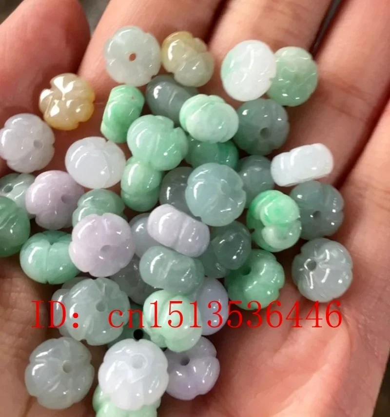 10PC Jade Emerald Tri-coloured Pumpkin Bead Accessories DIY Bangle Earrings Jewellery Fashion  Natural Hand-Carved Luck Amulet