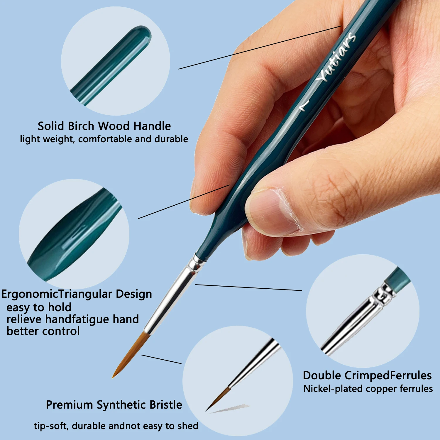 Detail Paint Brushes Set for Tiny Tip Acrylic and Watercolor Painting - Professional Artist Supplies for 40k Miniatures and Face 3