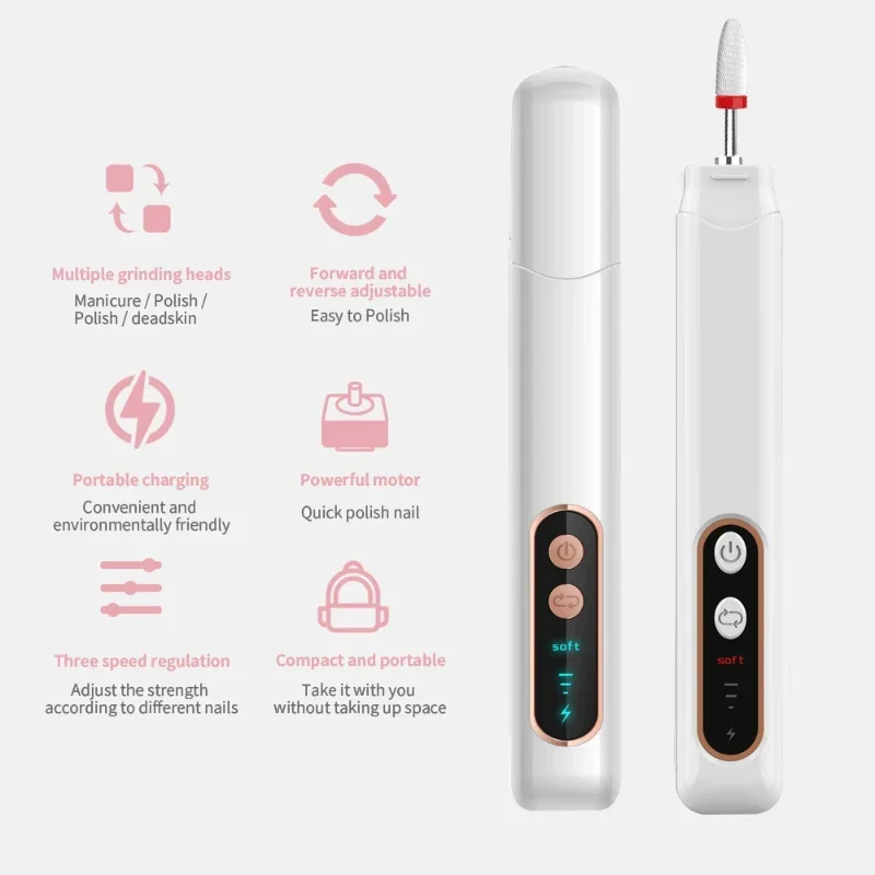 Manicure Set Electric Nail Drill Electric Nail Polisher Electric Nail Grinder Cordless Professional Manicure Pedicure Kit for Hand Foot Care