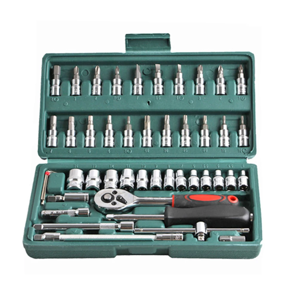 

46pcs Socket Screwdriver Kit High Carbon Steel Wrench Socket Spanner Automobil Motorcycle Repair Tools Accessories Hardware Set