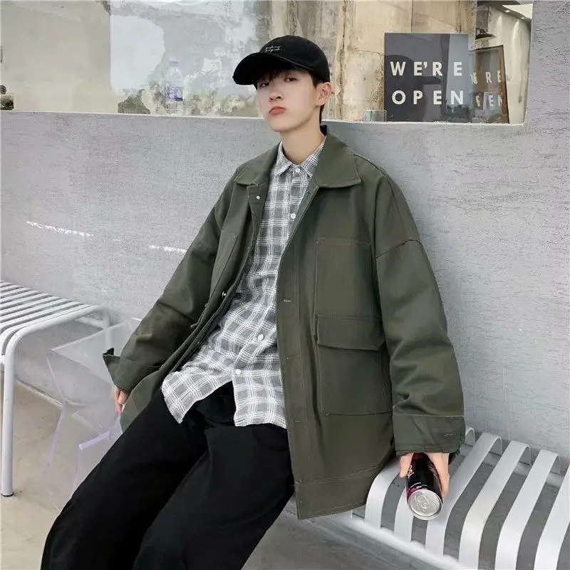 racer jacket GODLIKEU Spring Autumn Long Sleeve Black Oversized Harajuku Denim Jeans Jacket Men Clothing Fashion Korean Tops men jackets