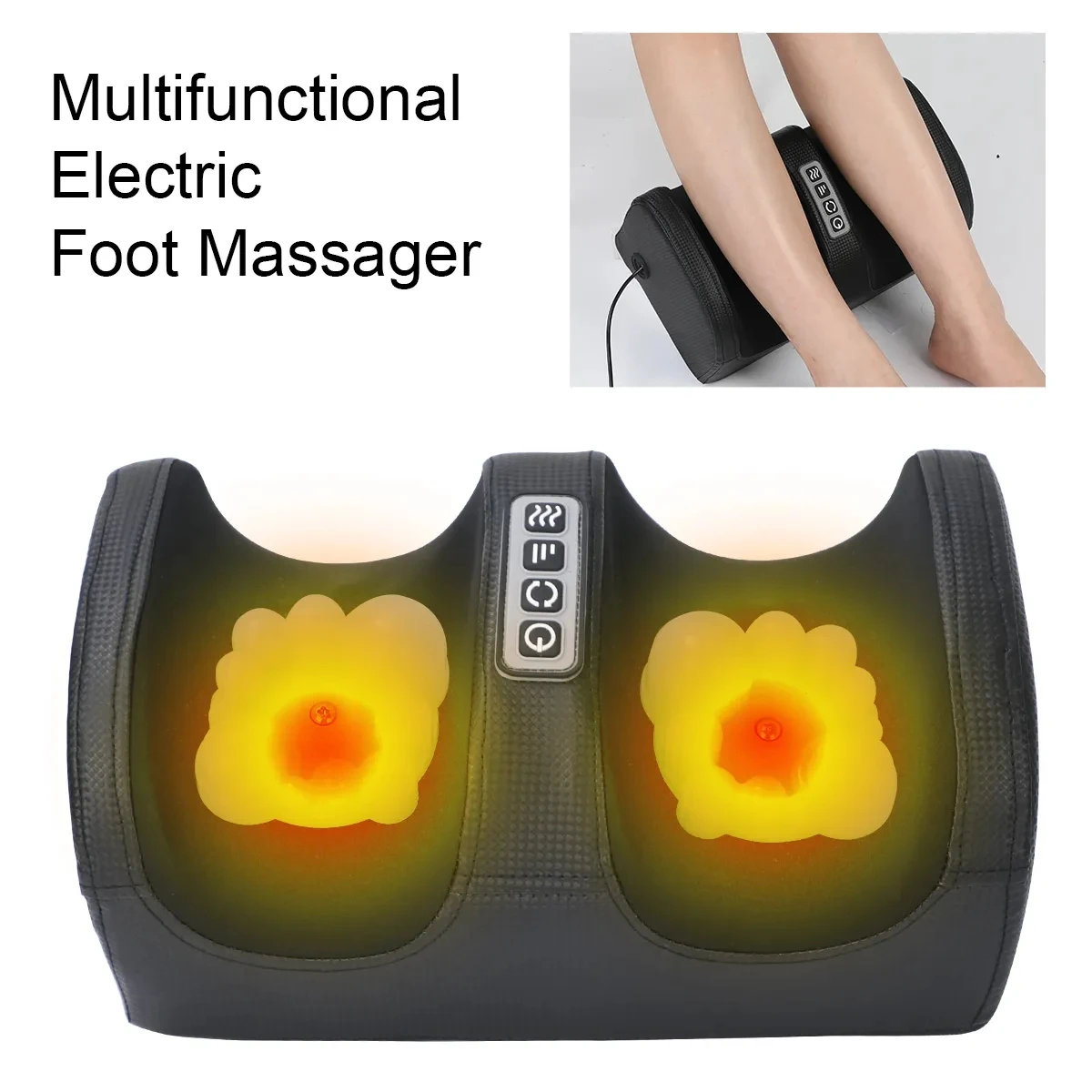 Electric Foot Massager Heating Therapy Massage Plantar Fascia Shiatsu Kneading Roller Muscle Relaxed Foot Massage Machine Relief