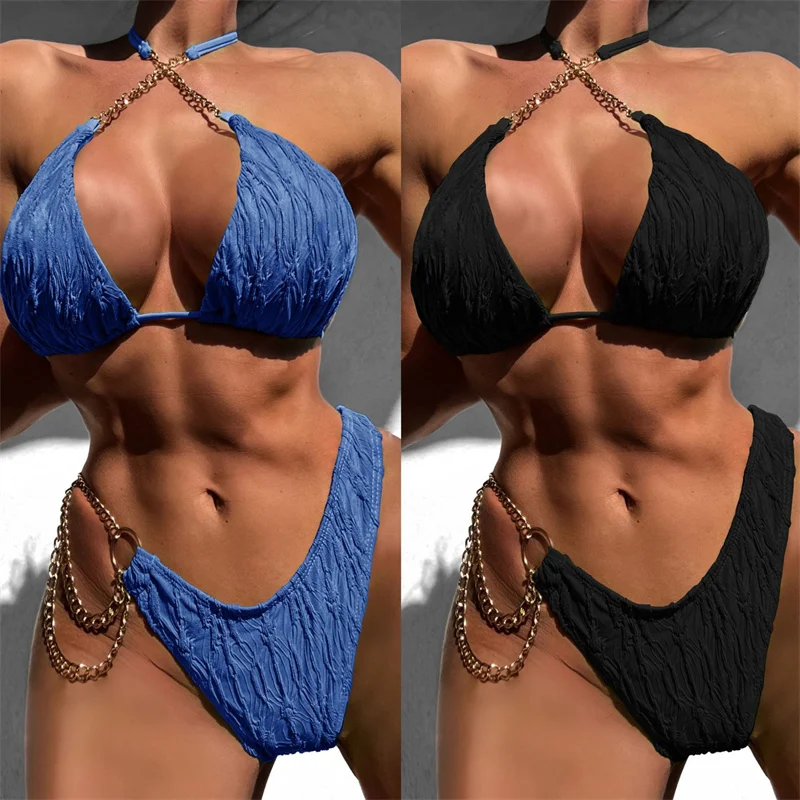 new Bandeau Sexy Swimwear Women Low Waist swimsuit Cross Push Up Padded bikini set beach suit Triangle Monokini bikinis