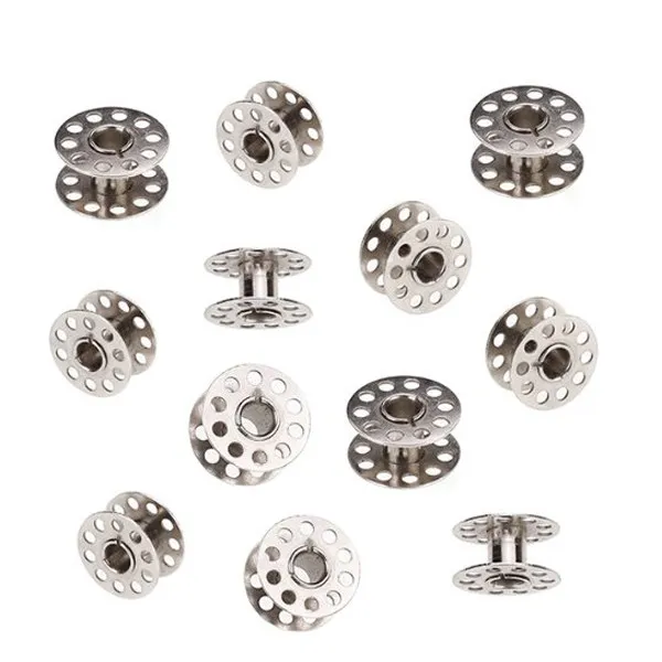 10Pcs 재봉틀 금속 보빈 하드 메탈 20Mm 직경 노치형 센터 대부분의 국내 모델과 호환 가능 실버