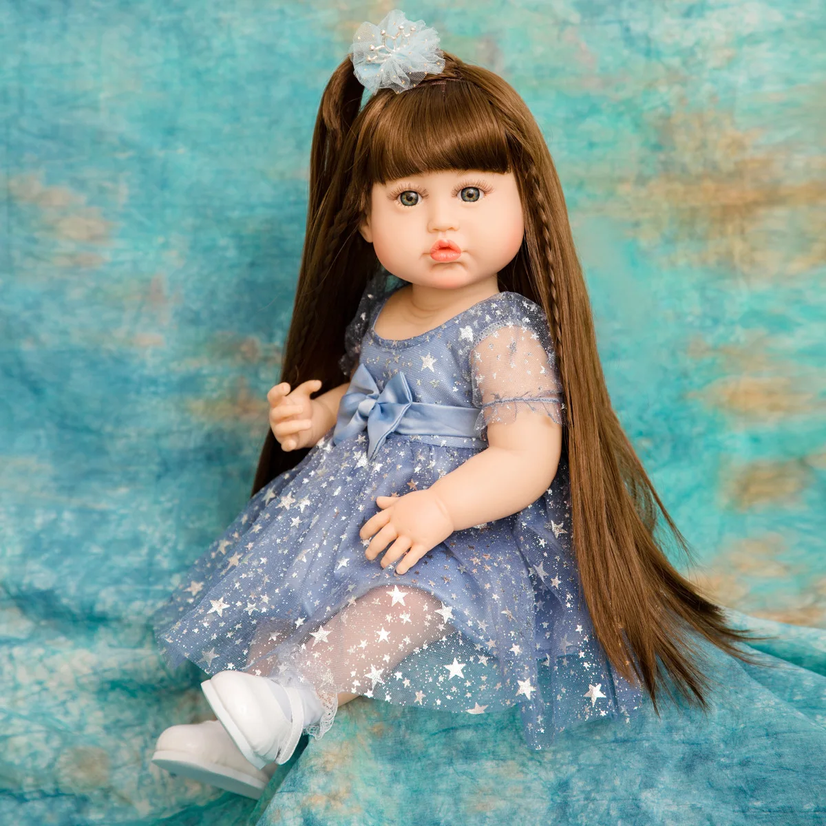 High Quality Reborn Baby Full Body Silicone With Long Hair 55 CM 22 Inch Lifelike Realistic Princess Toddler Bebe Birthday Gift 2