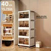 4/5-Tier Heavy-Duty Plastic Folding Storage Cabinet with Lid - Foldable & Stackable Shelving Unit