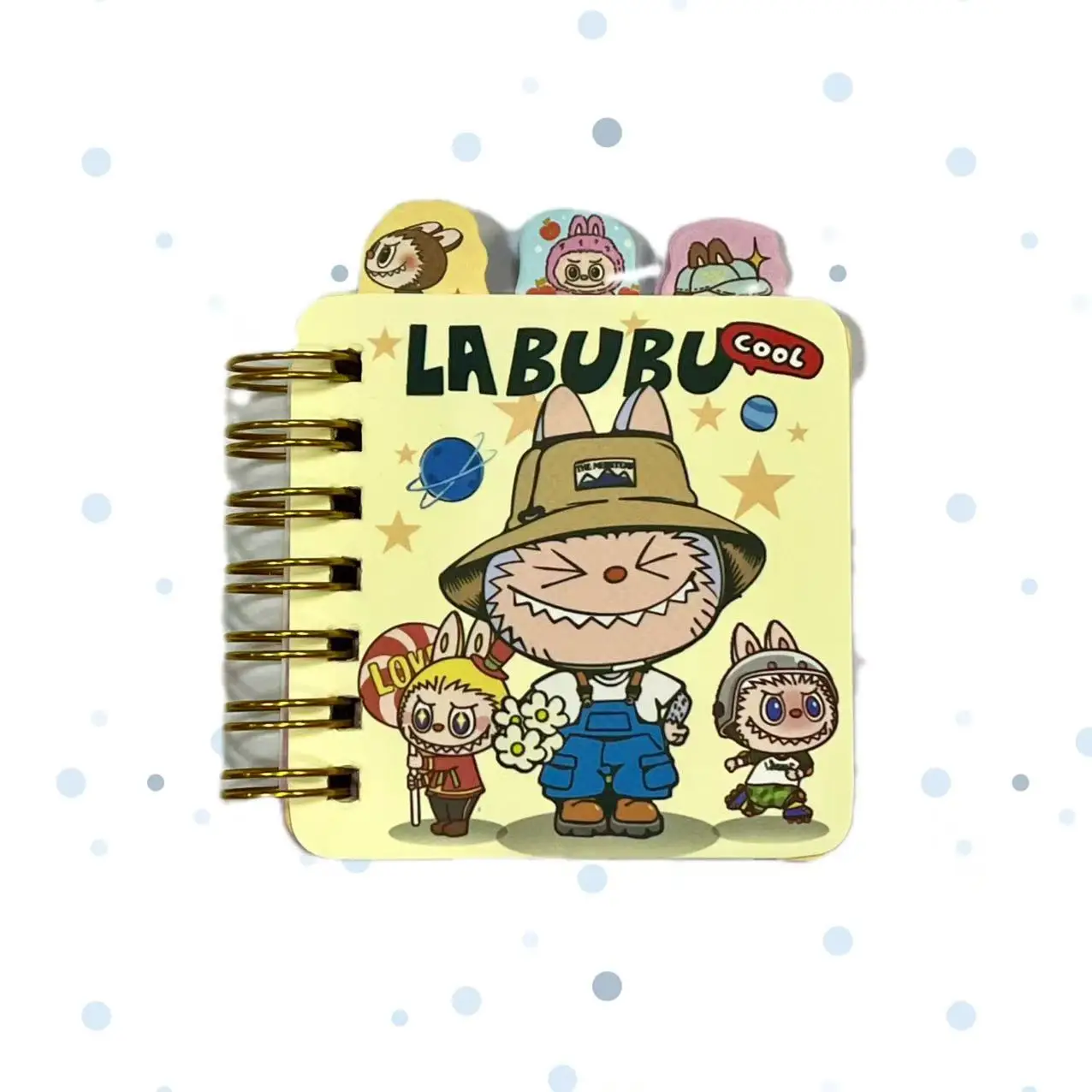 LABUBU spiral-bound categorized notebook mini color pape booklet student cartoon cute notebook 72*72mm 3