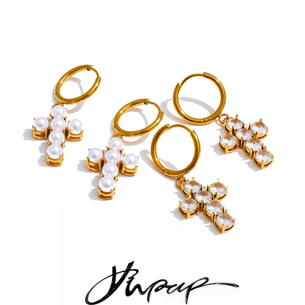Yhpup Jewelry Earrings Golden Stainless Steel