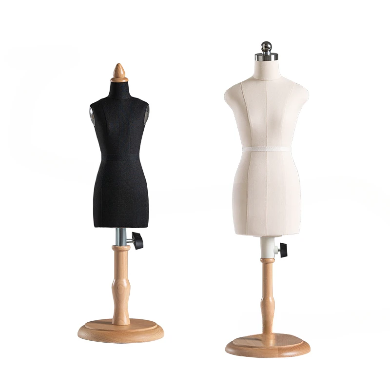 

1/2 Mini Cloth Female Mannequin for Body Display Sewing Supplies Model Busto Dress Stand Mannequins Can Pin Wooden Base U