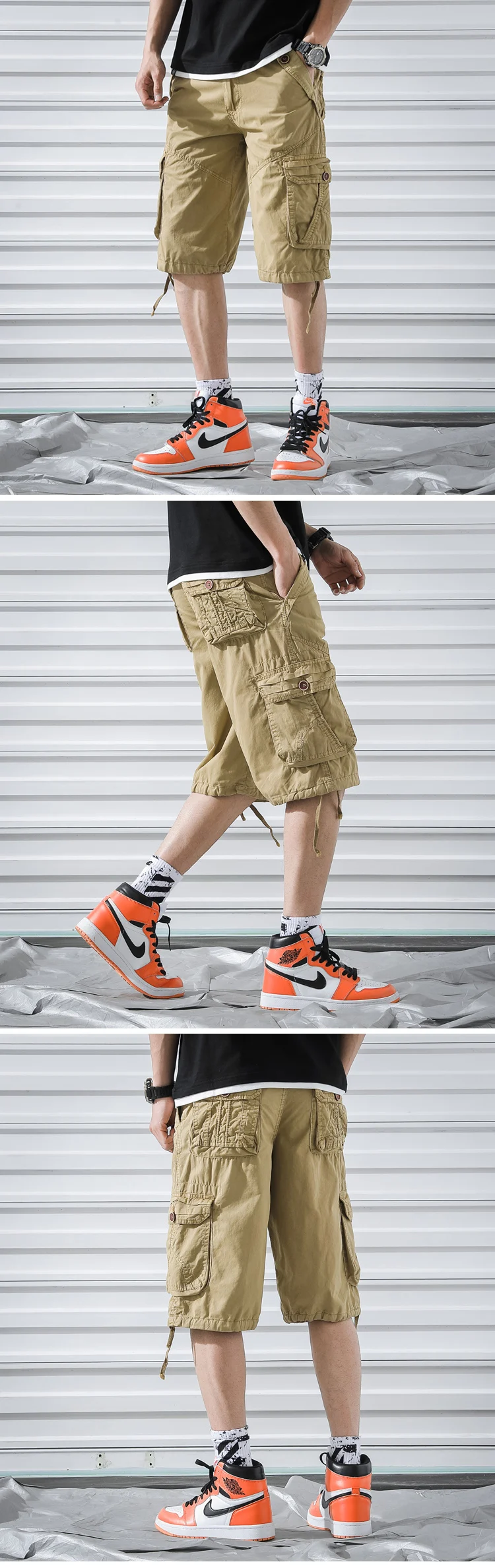 Summer Cargo Shorts Men Work Shorts Men Plus Size Short Homme Fashion Bottoms Casual Streetwear Bottoms Pure Cotton Casual smart casual shorts mens