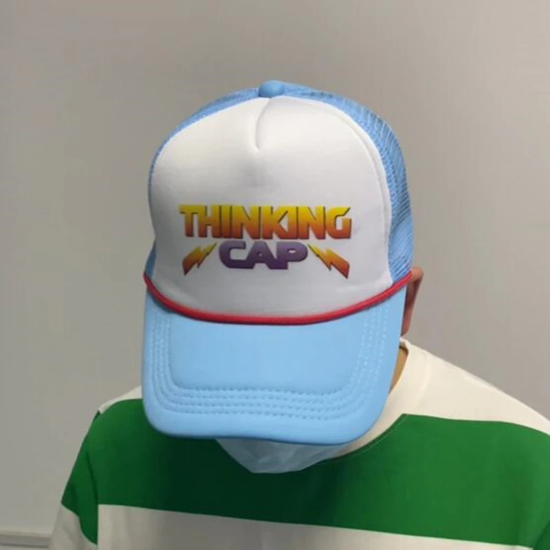 Stranger Things Season 4 Cosplay Hat Dustin Baseball Cap Retro Mesh Thinking Hats Adult Unisex Prop Accessories Adjustable