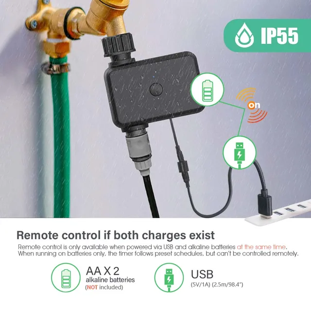 Garden 2.4GHz & 5GHz Dual-band WiFi Irrigation Timer Intelligent Remote APP Control Automatic Watering System IP55 Waterproof 3