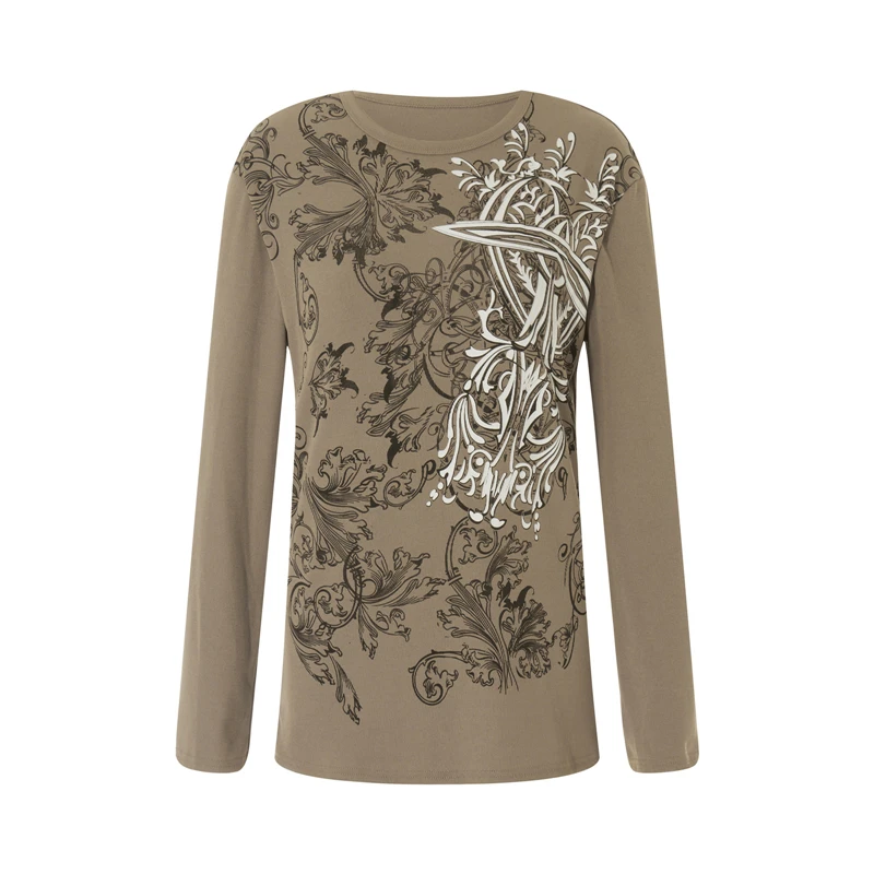 Vintage Graphic T Shirt y2k Aesthetic Women Print Round Neck Long Sleeve Tops 2000s Fairy Grunge Clothes Streetwear