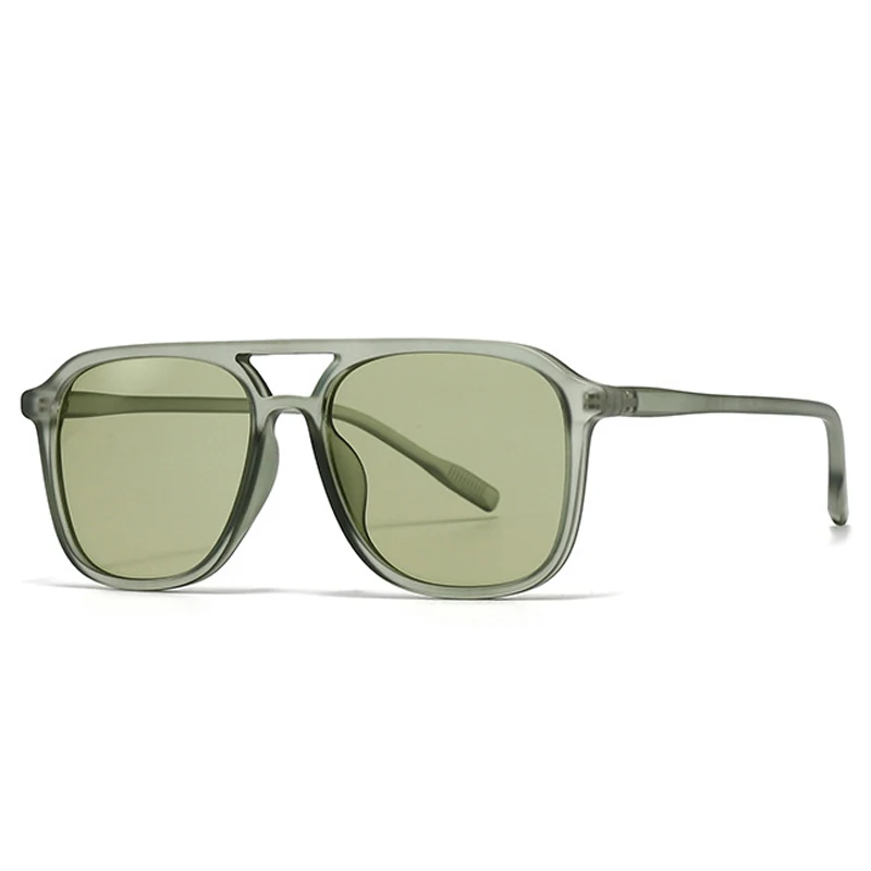 Vintage Double Bridge Square Sunglasses with Gradient UV400 Lenses
