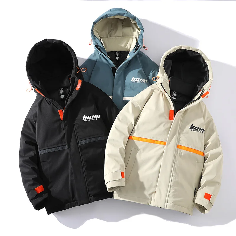 

Men's Winter Jacket 2023 Windbreaker Outerwear Padded Down Warm Parka Bomber Male Hooded Fashionable Oversize Black Coat Husband