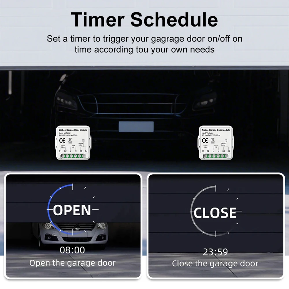Tuya WiFi 스마트 차고 문 스위치 모듈 원격 제어 차고 문 개폐기 컨트롤러는 Alexa Google Smart Life와 함께 작동합니다.