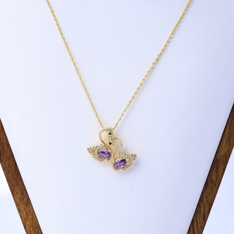 2024 Women's Purple Swan Pendant Necklace Luxury Jewelry