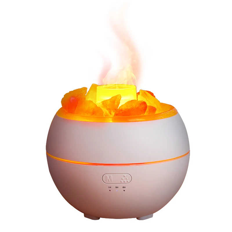 소금 돌 불꽃 가습기 아로마 디퓨저 에센셜 오일 USB 데스크탑 크리 에이 티브 미니 야간 조명 Humidificador 디퓨저