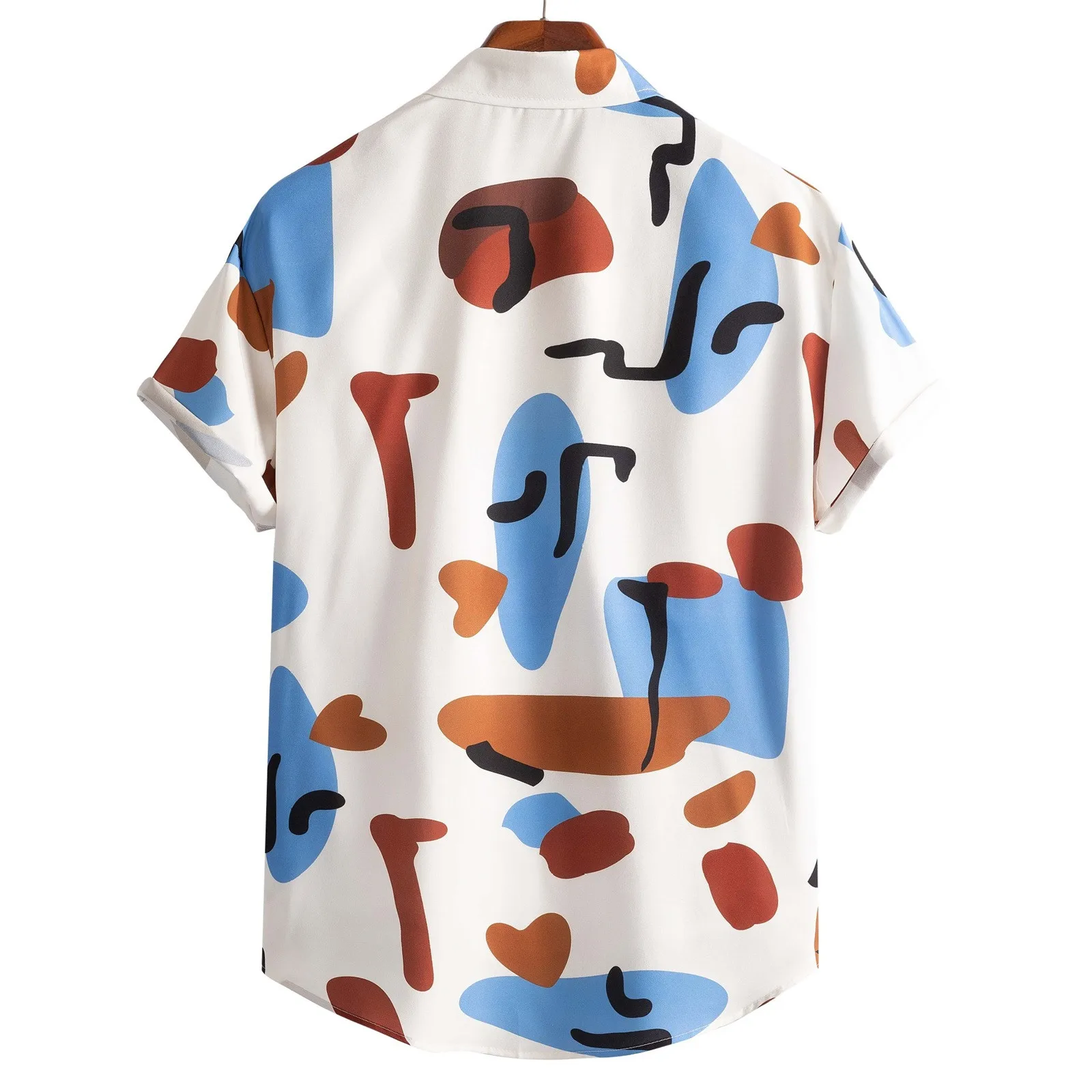 Men's Hawaiian Button Down Shirt Short-Sleeve Printed Beach Blouse