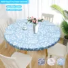 Round Tablecloth Elastic Edged PVC Waterproof Oil-Proof Holiday Party Table Cloth Home Decor Kitchen Table Protection Cover 1