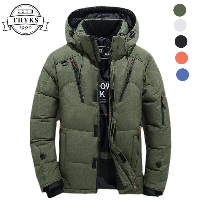 

Plus Size 5XL White Duck Down Winter Jacket Men Thick Windbreaker Hooded Parka Multi-pockets Casual Outdoor Warm