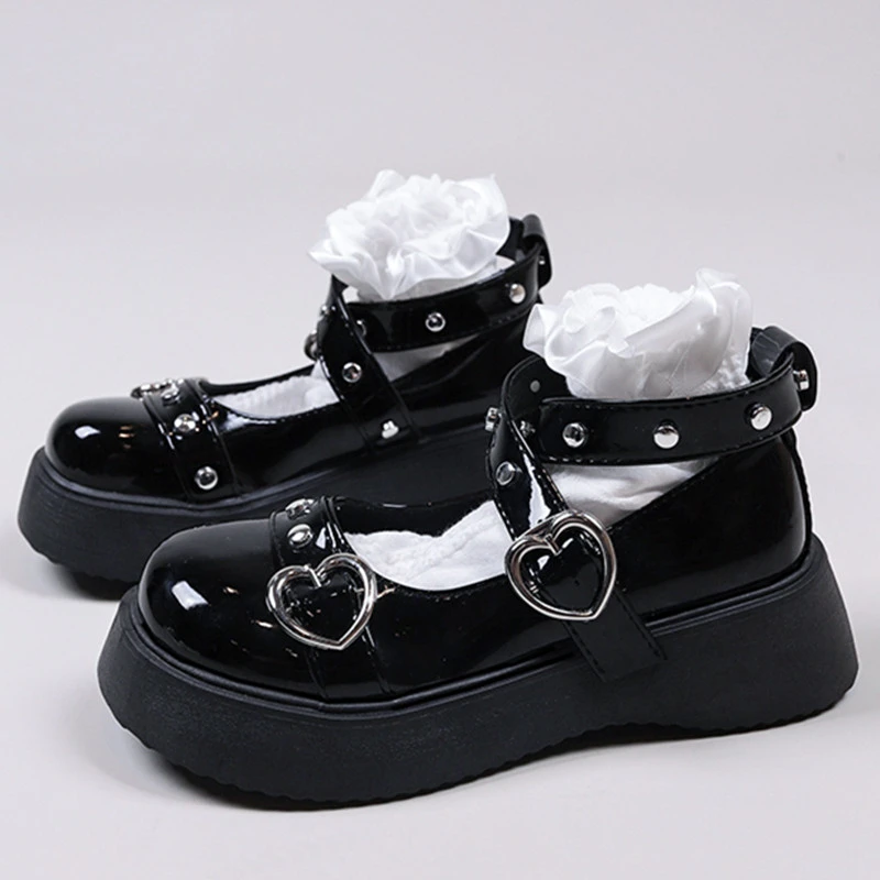 Lolita zapatos de plataforma para mujer, calzado de tacón grueso con cruzado, Kawaii, Cosplay, Mary Janes, gótico| | -