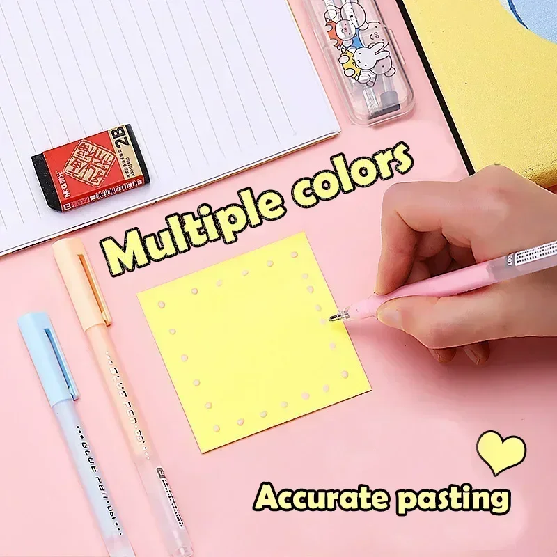 5Pcs 접착제 펜 캔디 컬러 빠른 건조 도트 접착제 스틱 고점도 디스펜스 펜 귀여운 종이 접착제 학교 문구