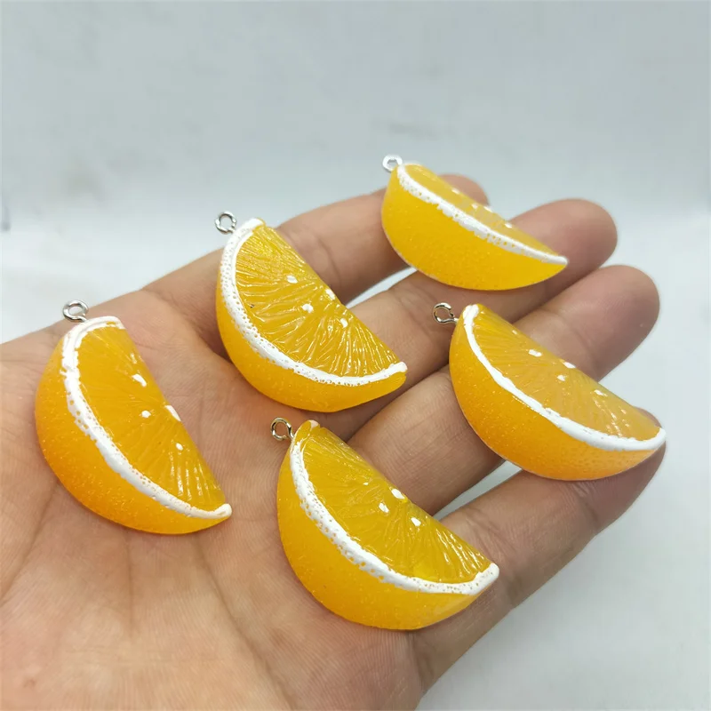 

10 шт. подвески из смолы с имитацией фруктов, оранжевого цвета, мультяшный кулон «сделай сам», серьги, браслеты, ожерелья, ювелирные изделия, аксессуары для рукоделия