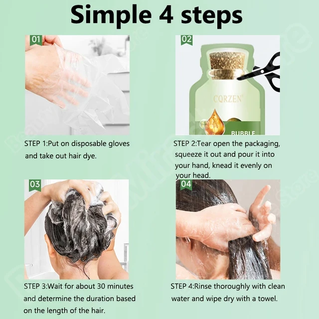 Pure Natural Herbal Hair Dye Shampoo Change Hair Color Cover Gray Hair White Hair Treatment Bubble Plant Hair Dye Hair Care 5