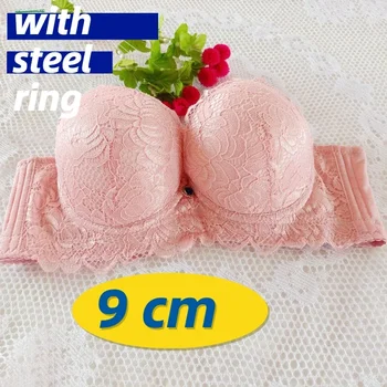 9cm Steel Ring Push Up Bra Lace Sexy Underwear for Women Thickened Adjustable Padded Lingerie with Upper Support Gathering 1