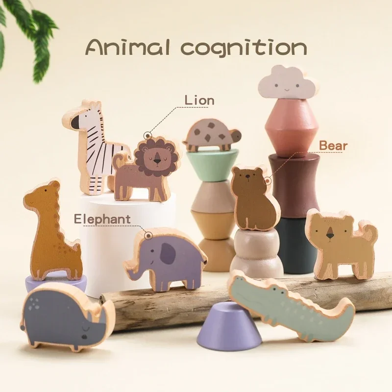 

Montessori Wooden Toys Busy Board Games Balancer For Children Learning And Education Baby Memories Animal Shape Stacking Toys