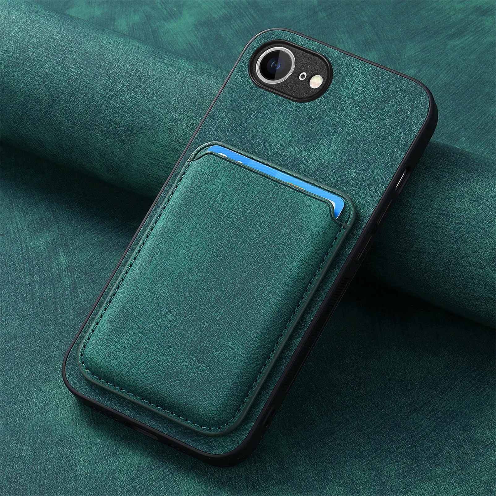 Leren telefoonhoes voor iPhone 16 Pro Max/16 Pro/16 Plus/16, magnetische portemonnee, beschermhoes, afneembaar kaartenvak, ringstandaard, bruin, 16
