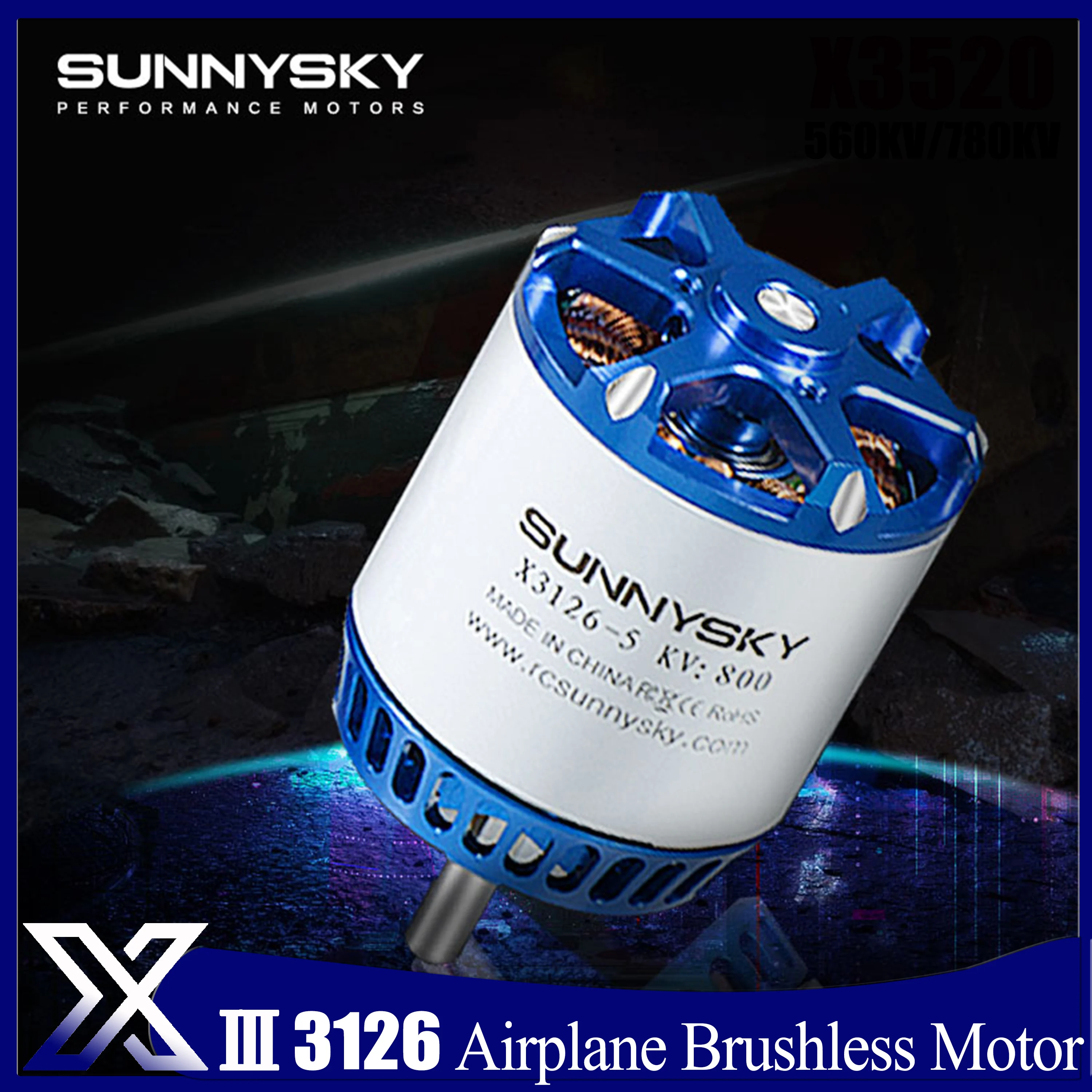 

Sunnysky X3126-III 3126 550KV 800KV Outrunner Brushless Motor for 30E Fixed Wing 3D 3A Ultimate Power Motor Drone Frame Airplane