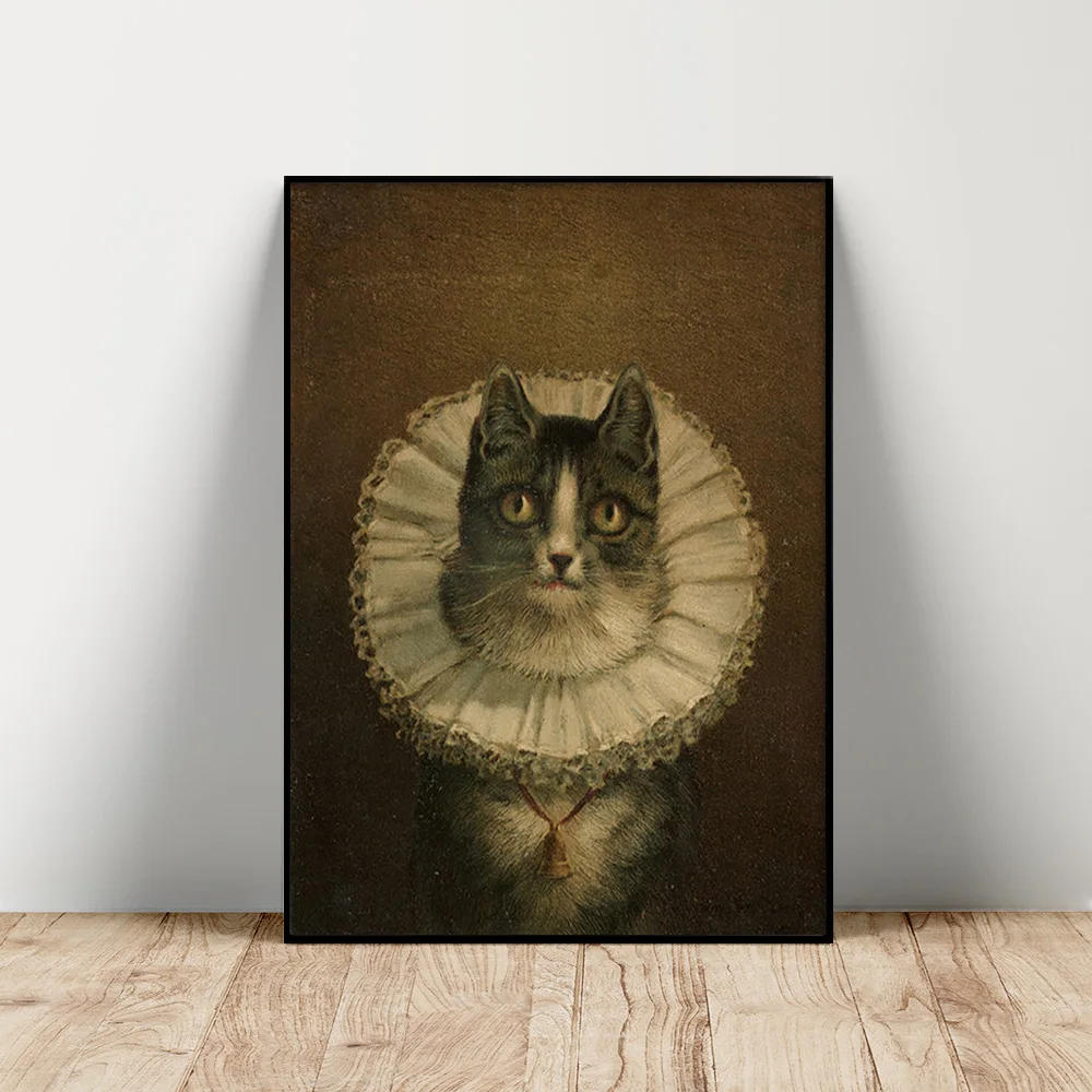 

Frederick Dielman Print Art Poster The Widow Canvas Painting Cat Portrait Animal Wall Stickers Decor