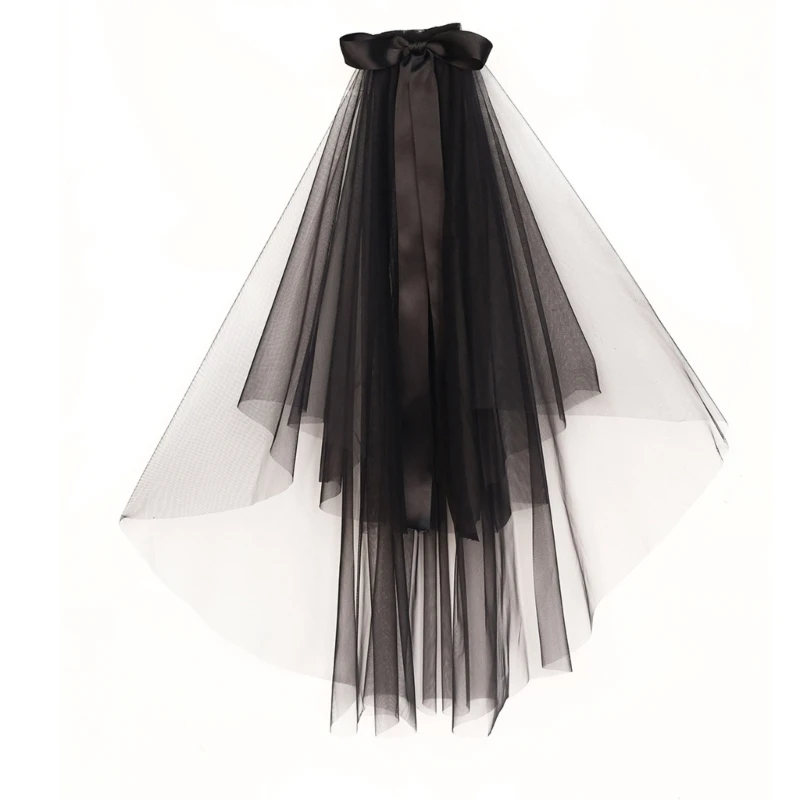 Bowknot 신부 베일과 로맨틱 웨딩 신부 베일 짧은 Tulle 베일 여성을위한 웨딩 헤어 액세서리 신부 들러리 Dropship