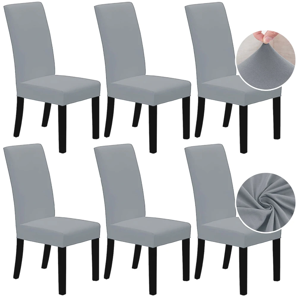 SolidChairCoverDiningRoomElasticSpandexChairSeatCoversAnti