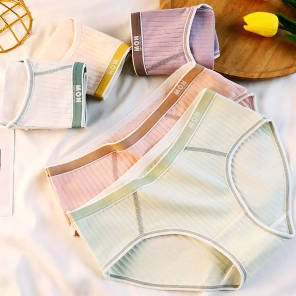 

Simple Comfortable Letter Print Morandi Color Girls Fitness Women Underwear Seamless Panties Breathable Lingerie Cotton
