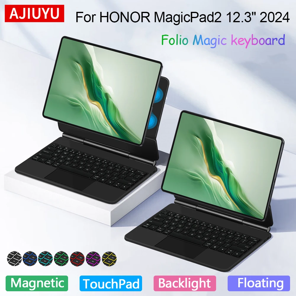 Smart Folio with Magnetic Floating Design and Touch Trackpad Keyboard