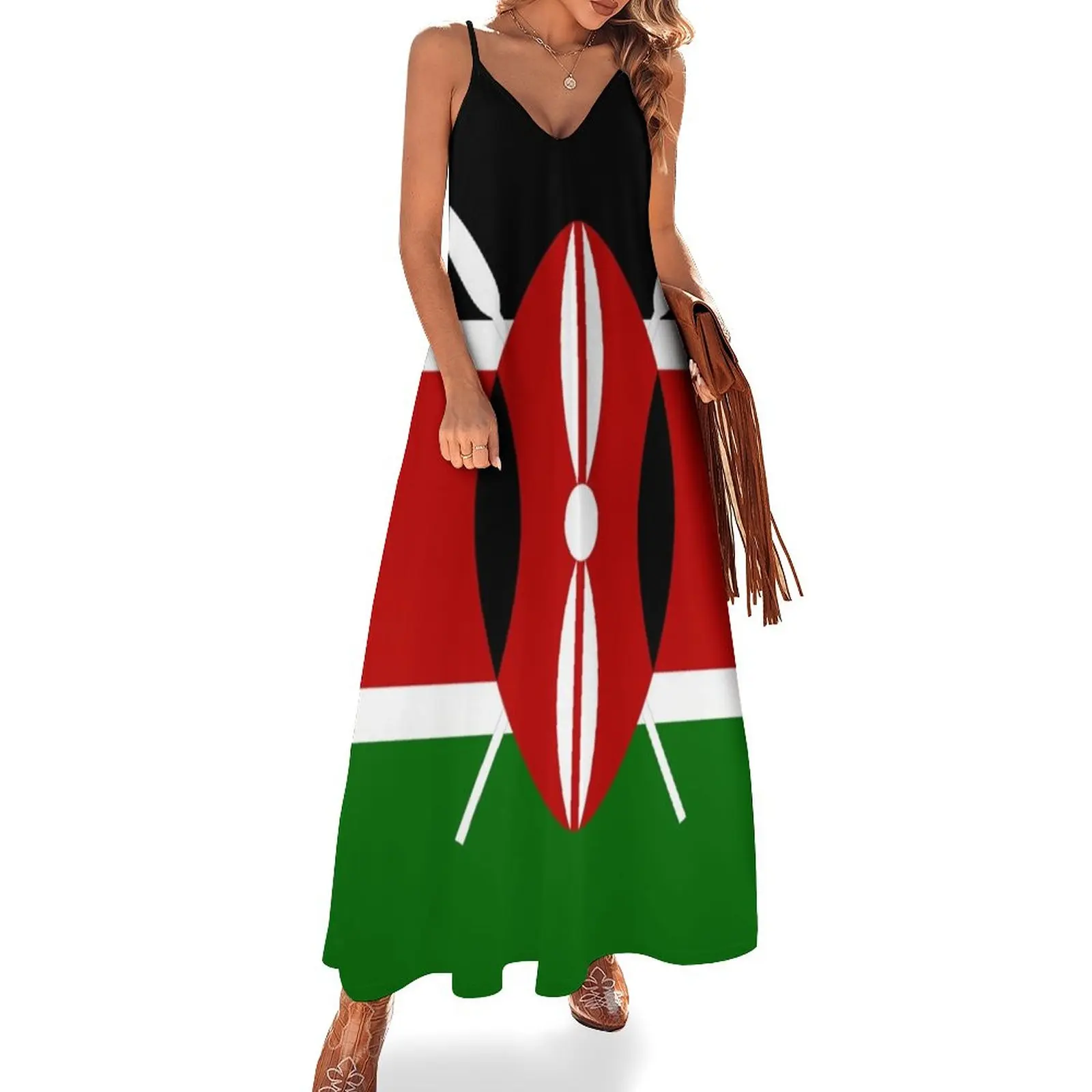 

New Kenya Flag T-Shirt - Kenyan Nairobi Sticker Sleeveless Dress elegant women's sets