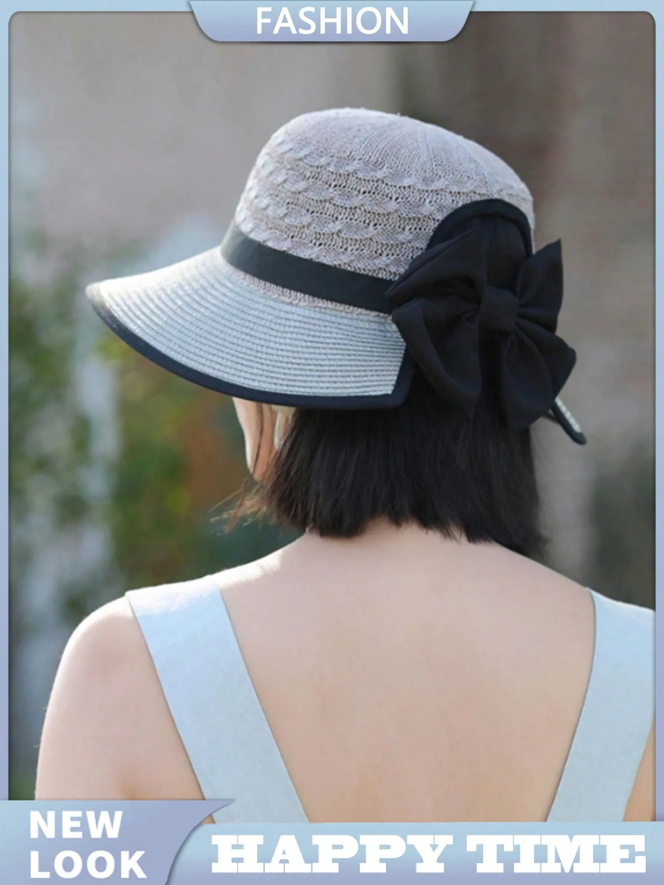 1 Stück Damen-Sommer-Sonnenhut, einfacher und stilvoller Strohhut mit großer Krempe und Schleifenverzierung, vielseitiges Sonnenschutz-Accessoire – Detail 10