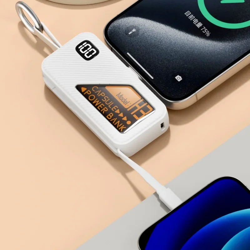 Portable Power Bank With Keychain Digital Display And Cable_voghion.com