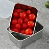 201/304 Stainless Steel Food Storage Serving Tray Fruits Cake Bread Storage Containers Rectangle Plates Home Kitchen Supplies 3